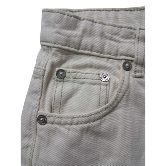 Zara Jeans Women's 2‎ Ivory Cream Button Fly Straight Leg High Rise Raw Hem - Picture 6 of 10